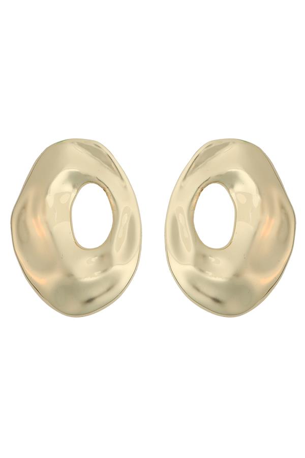 Gold Hammered Front Face Post Earrings