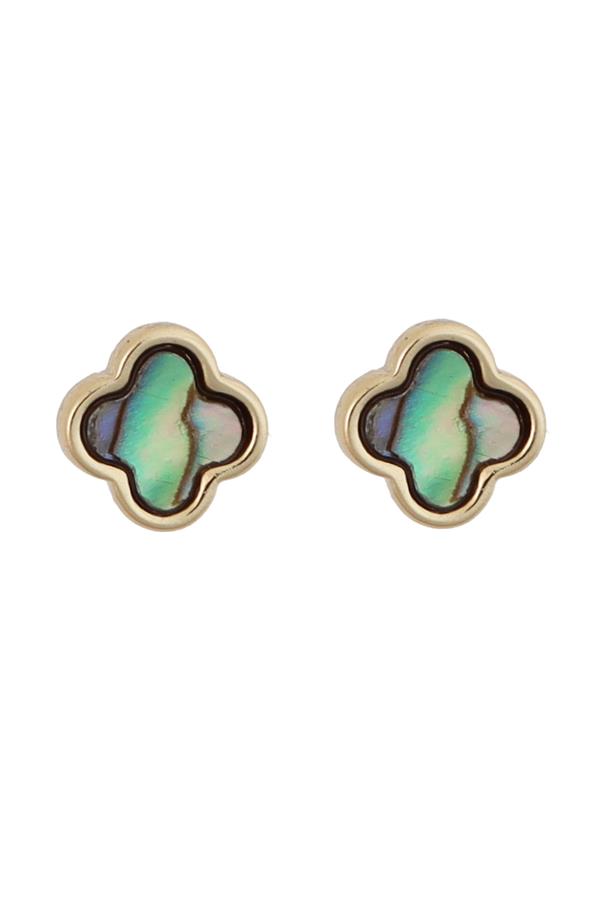 Mini Abalone Clover Stud Earrings