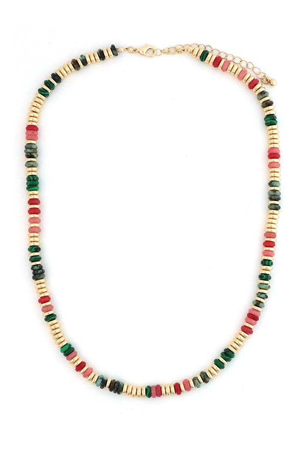 Multi Stone Bead Strand Necklace