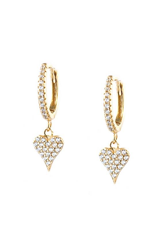 Gold Plated Mini Pave Heart Charm Huggie