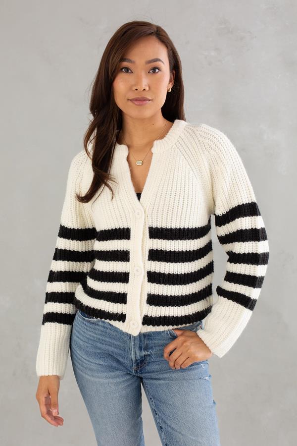 Stripe V-Neck Cardigan