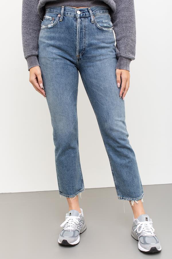Riley Hi Rise Straight Leg Crop Jean in Frequency