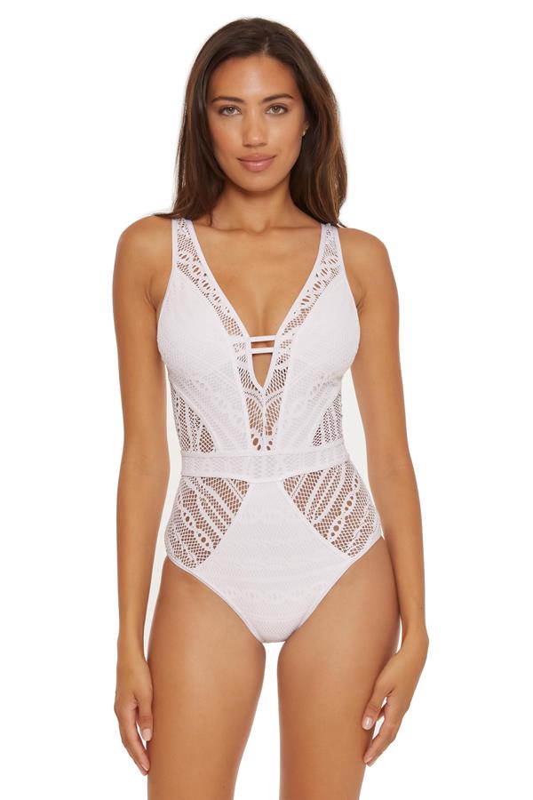 Color Play Plunging One Piece Swimsuit