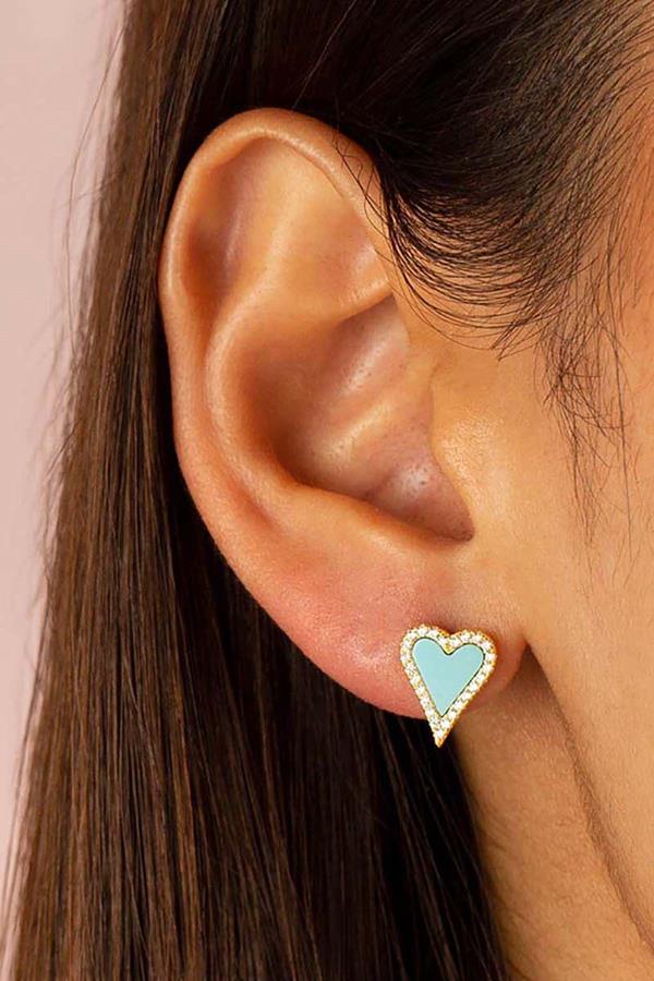 Elongated Pave Heart Earring