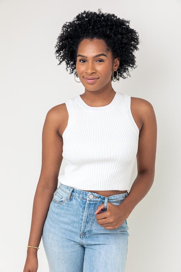 Ribbed Mock Neck Sweater Tank