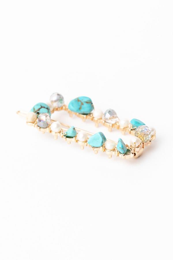 Pearl Turquoise Square Hair Clip