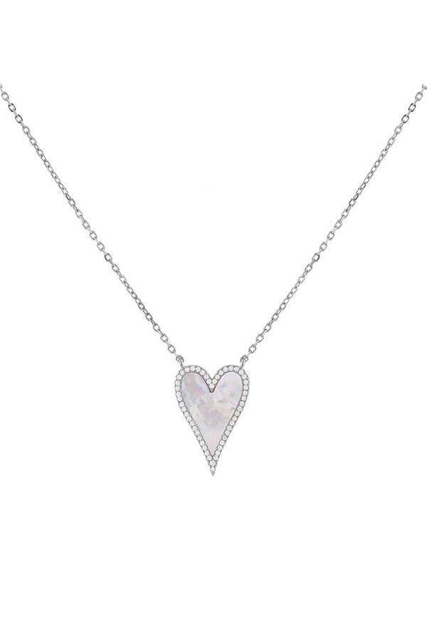 Elongated Pave Heart Necklace