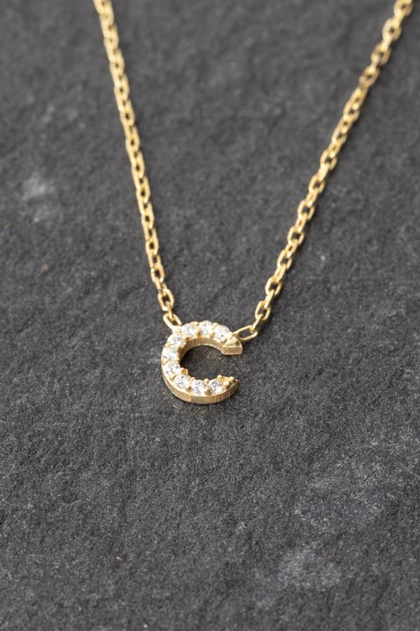 Gold Lowercase Pave Initial Necklace