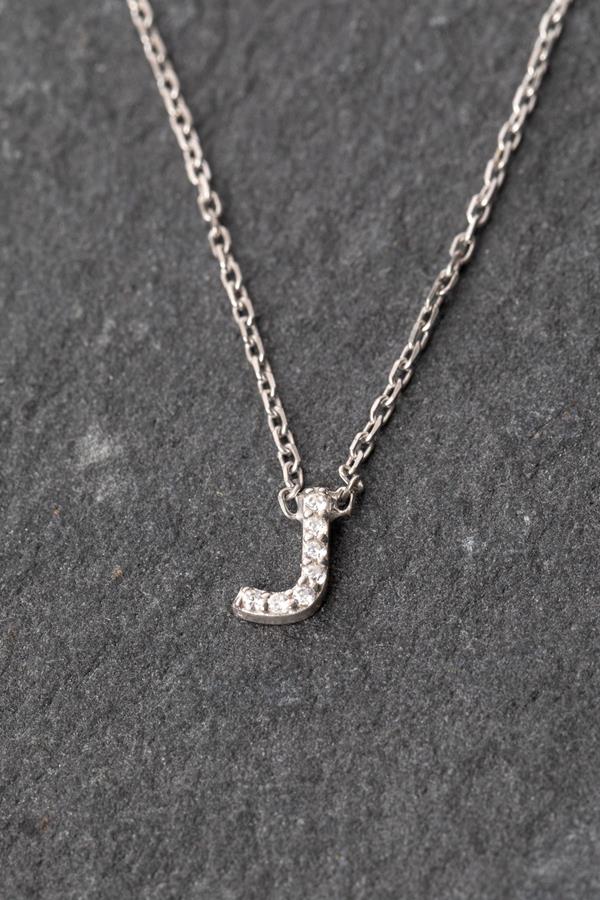 Silver Lowercase Pave Initial Necklace