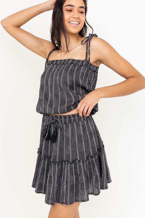 Stripe Ruffle Mini Skirt