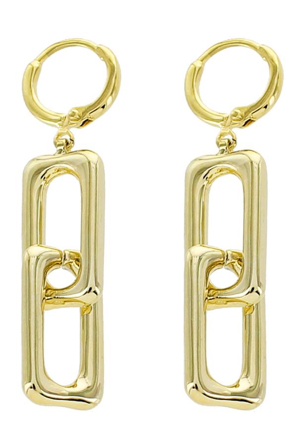 Gold Linear Link Hinge Earrings