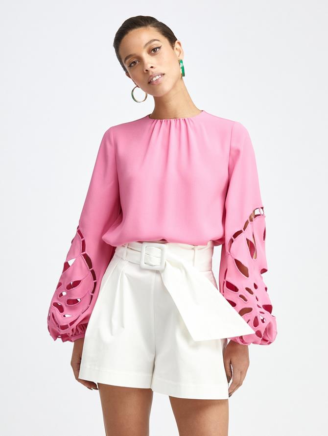 silk balloon sleeve blouse