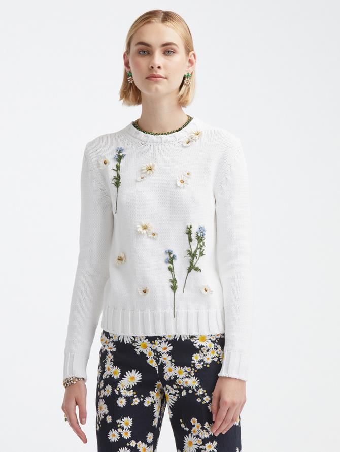 Scattered Floral Embroidered Pullover