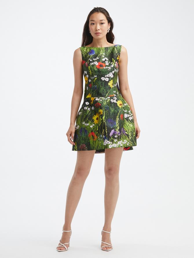 Wildflower Cape-Back Cocktail Dress