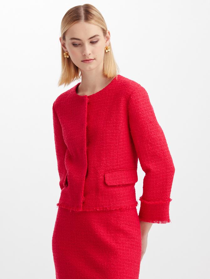 Raspberry Slub Tweed Jacket