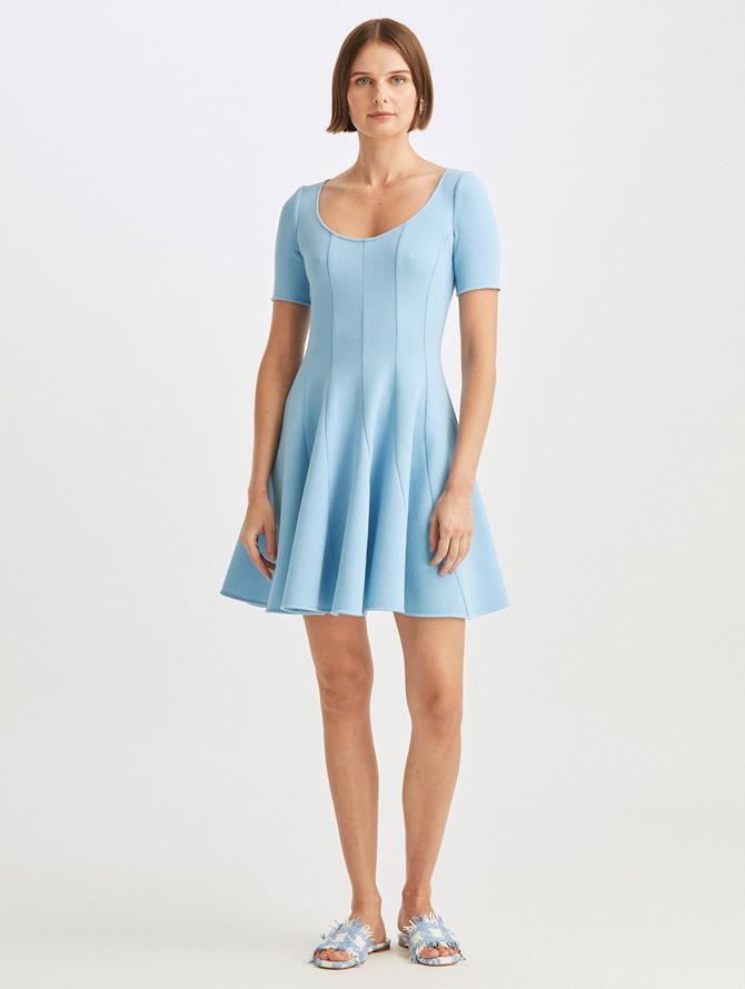 Pintuck Button Front Dress | Dresses | Oscar de la Renta Navy 