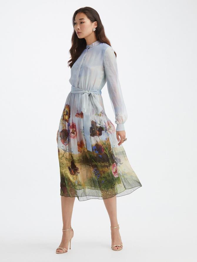 Silk Chiffon Landscape Shirtdress