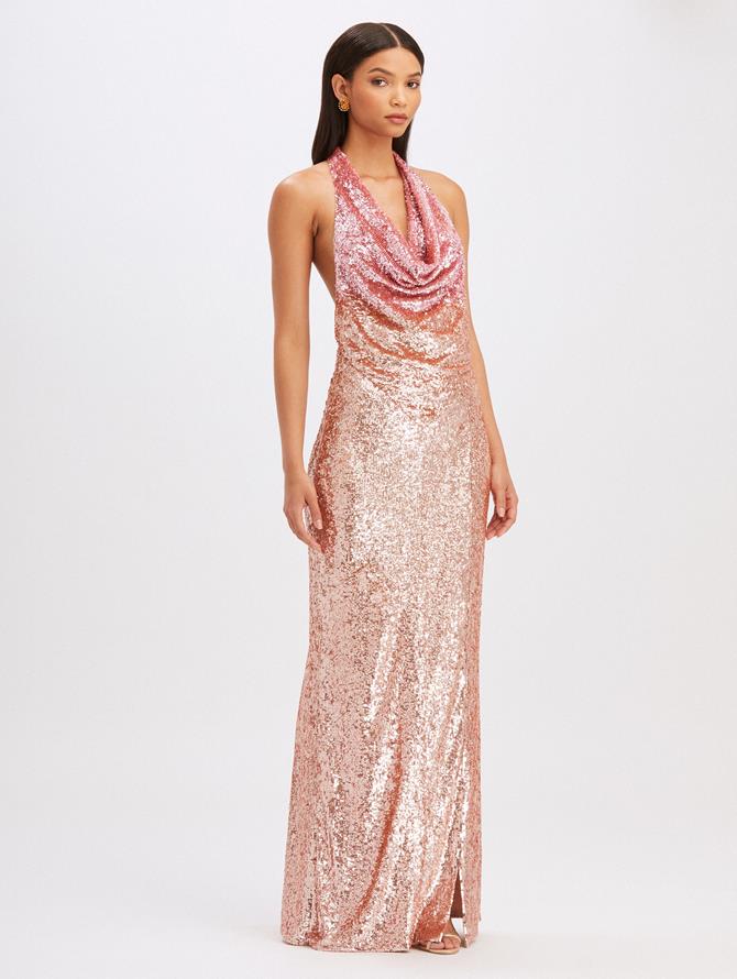Ombre Sequin Embroidered Gown