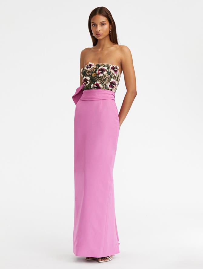 Crystal Embroidered Moire Faille Gown
