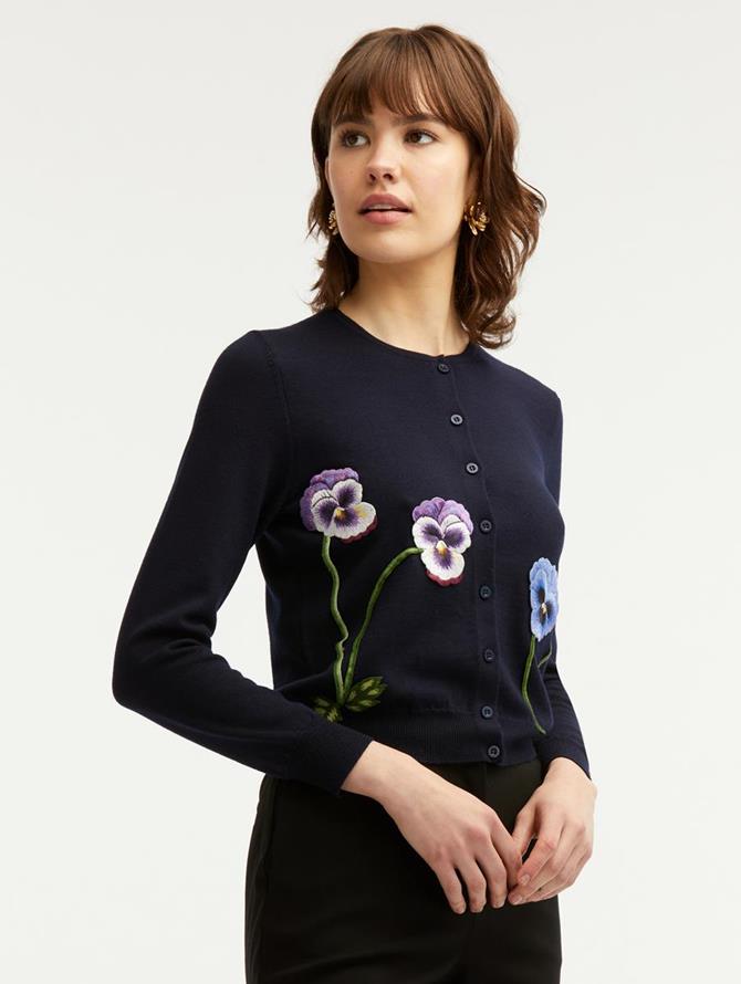 Pansy Embroidered Cardigan