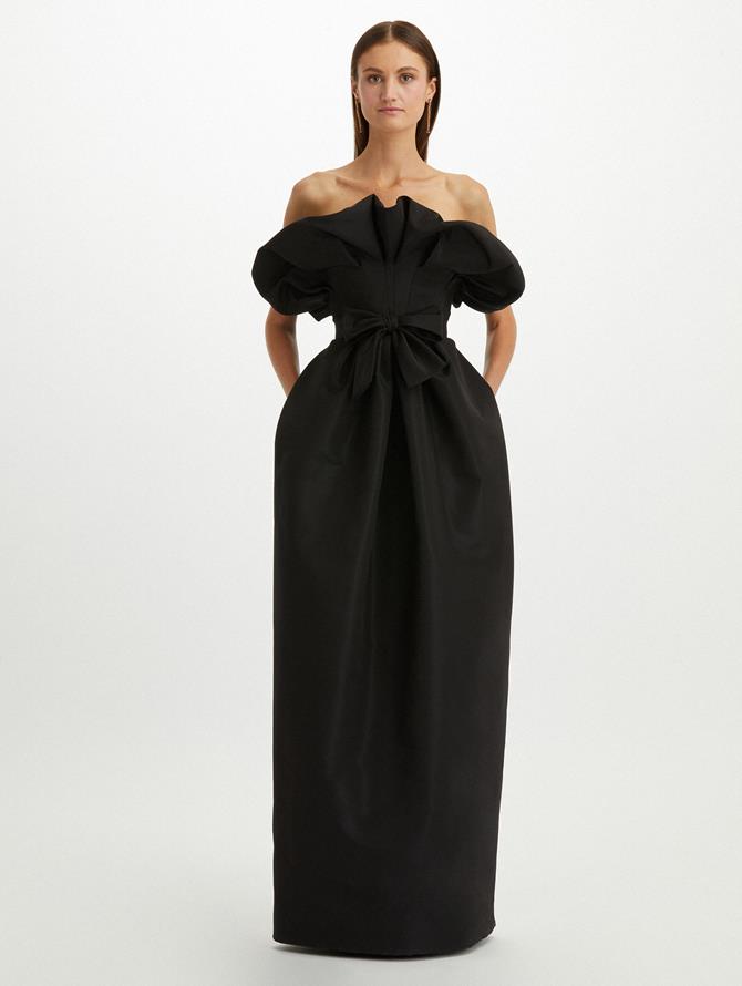 Strapless Bow Detail Faille Gown