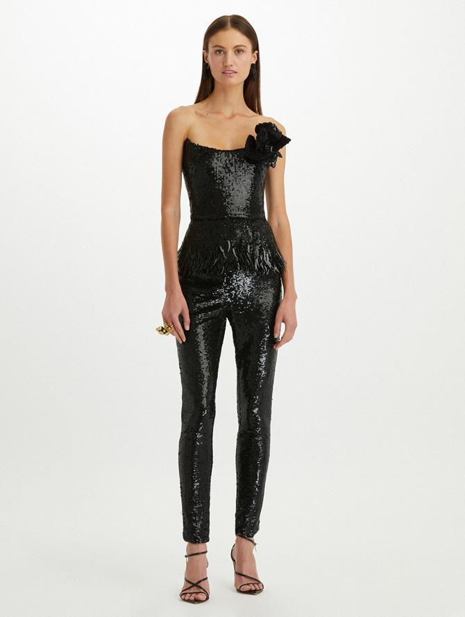 Sequin Embroidered Skinny Pant