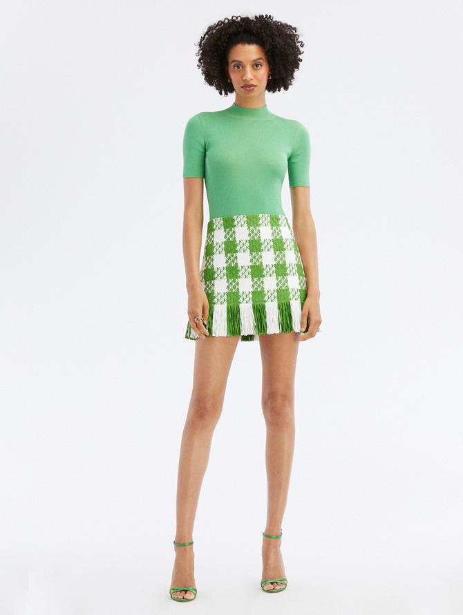 Checkered Tweed Mini Skirt
