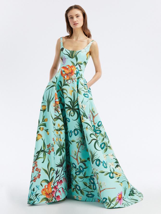 Oversized Floral Tapestry Gown