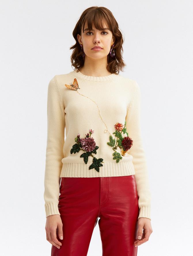 Crystal Floral Embroidered Pullover