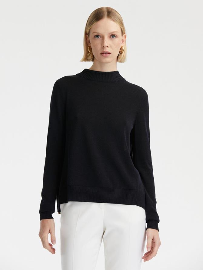 Pleated Jersey Inset Pullover