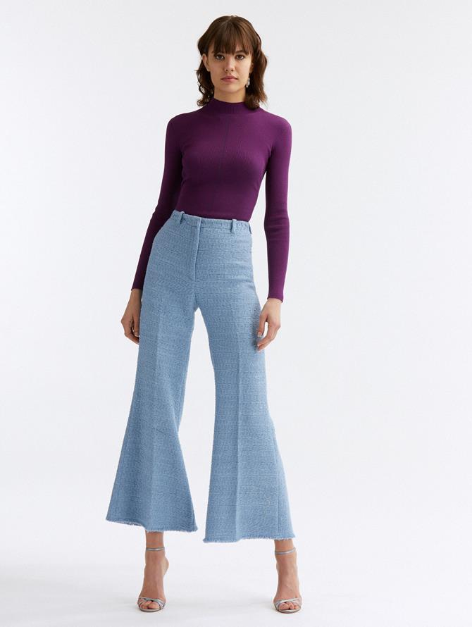 High Waisted Tweed Flare Pants