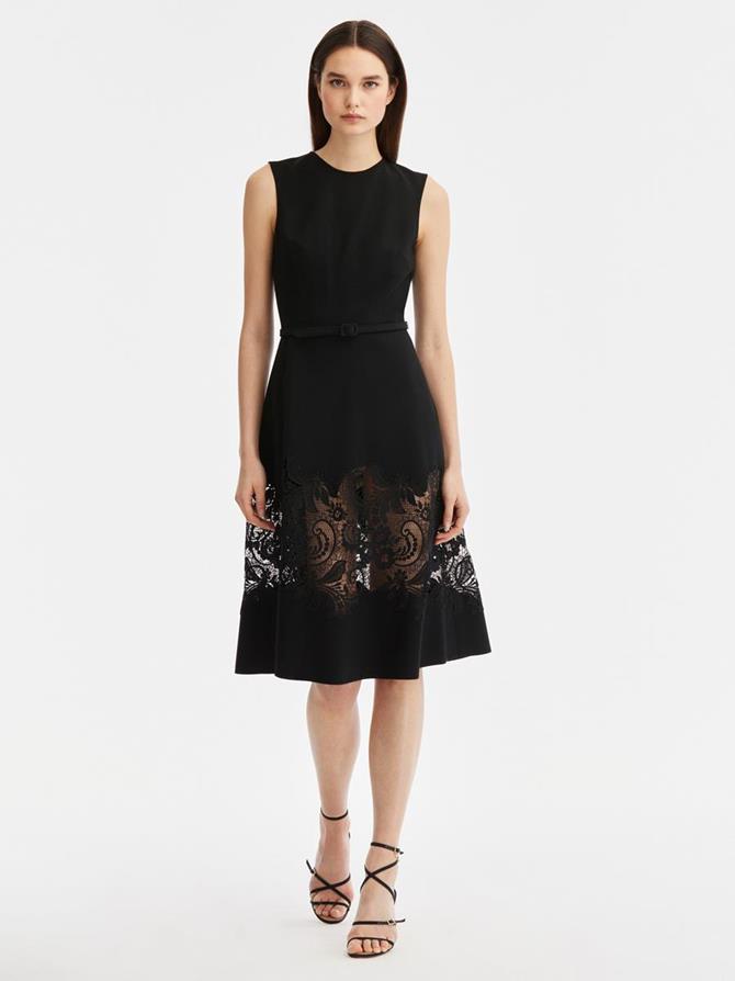 Sleeveless Corded Lace Inset Dress
