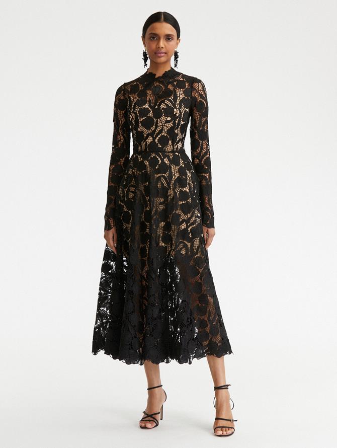 Tulip Guipure Lace Midi Dress