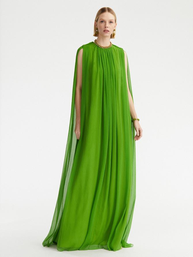 Draped Chiffon Creponne Caftan