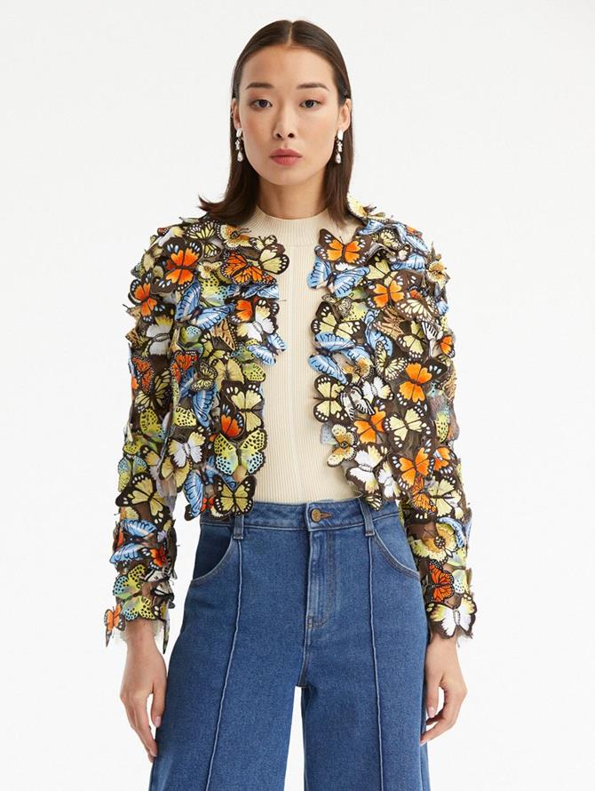 Threadwork Butterfly Embroidered Jacket