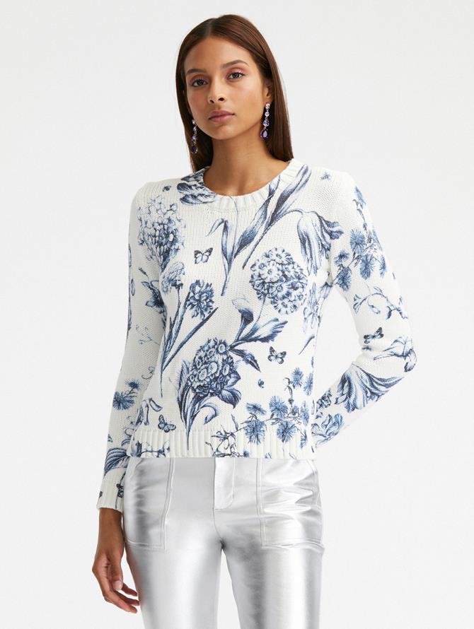 Floral Toile Printed Cotton Pullover