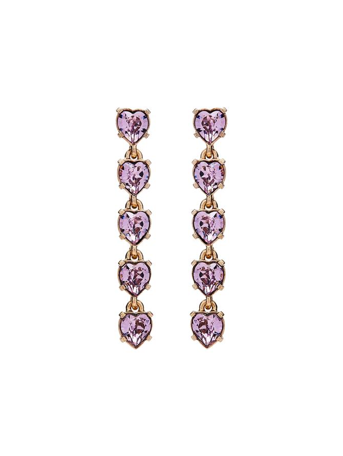Crystal Drop Hearts Earrings