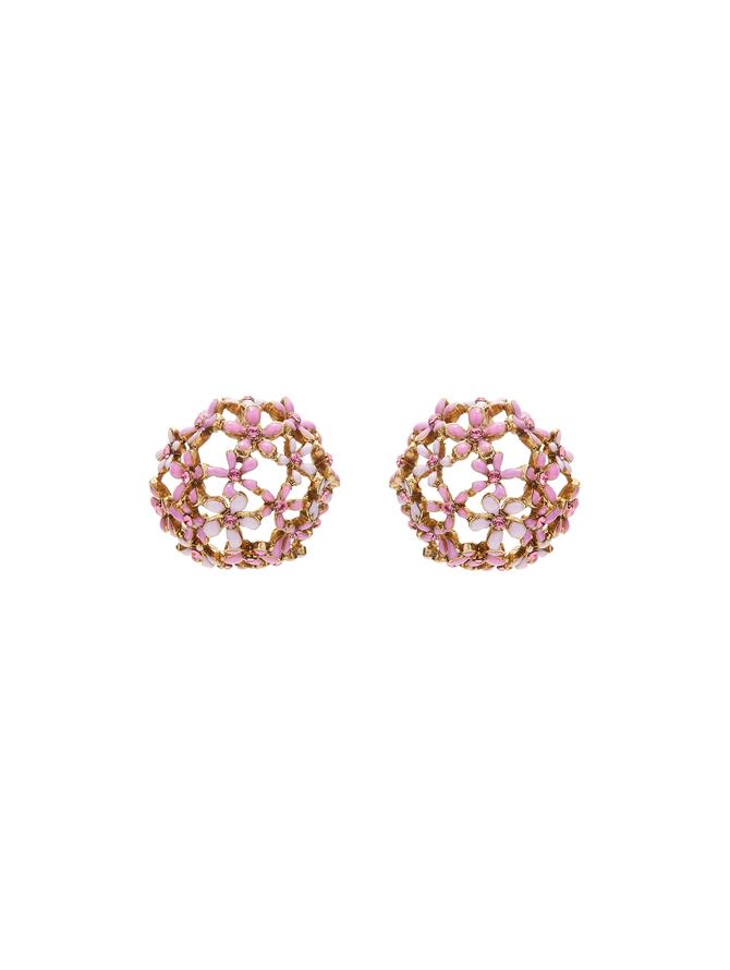 Hydrangea Enameled Dome Earrings