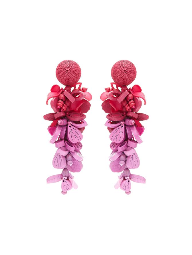Wooden Flower Cluster Earrings