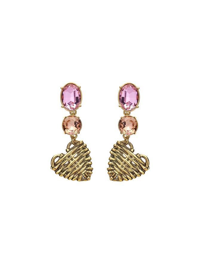 Rattan Heart Drop Earrings