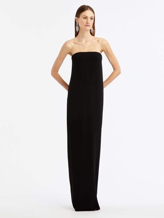 Strapless Draped Column Gown