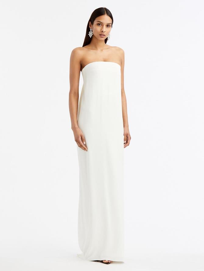 Strapless Draped Column Gown