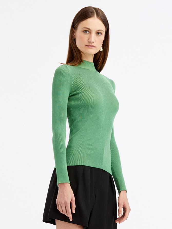 LONG SLEEVE MOCK NECK RIBBED PULLOVER