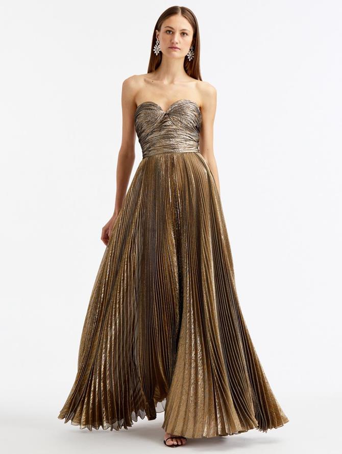 Twisted Bodice Lame Gown