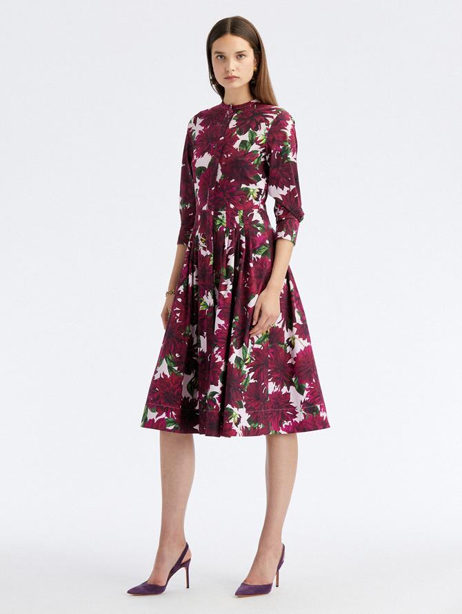 Three-Quarter Sleeve Dahlia Cotton Poplin Dress