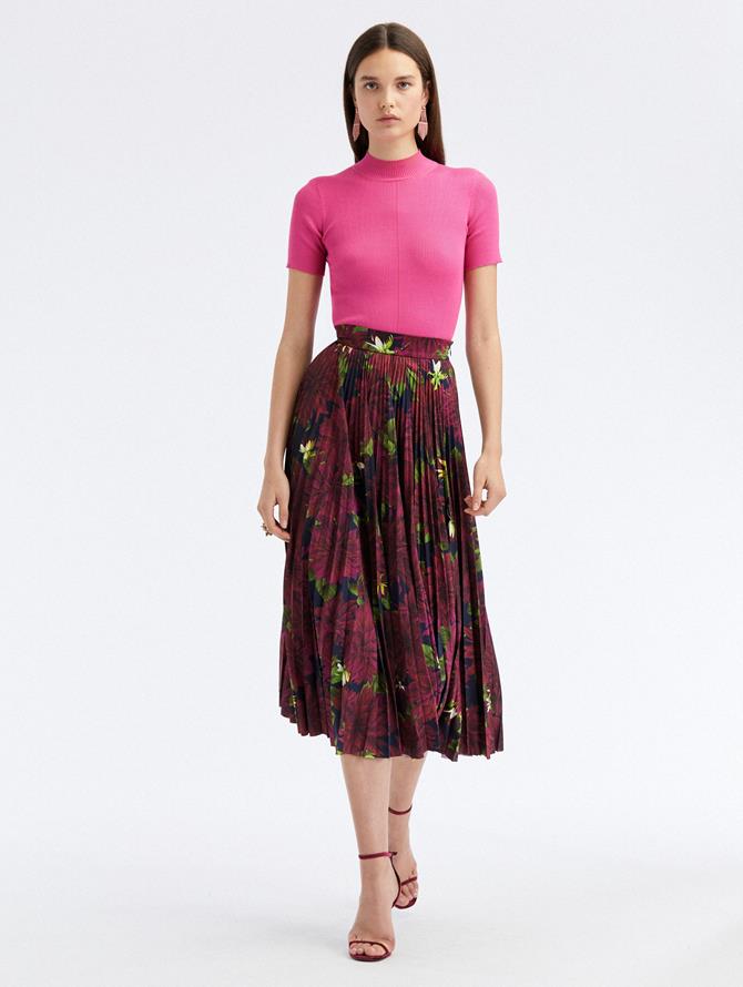 Pleated Dahlia Jersey Skirt