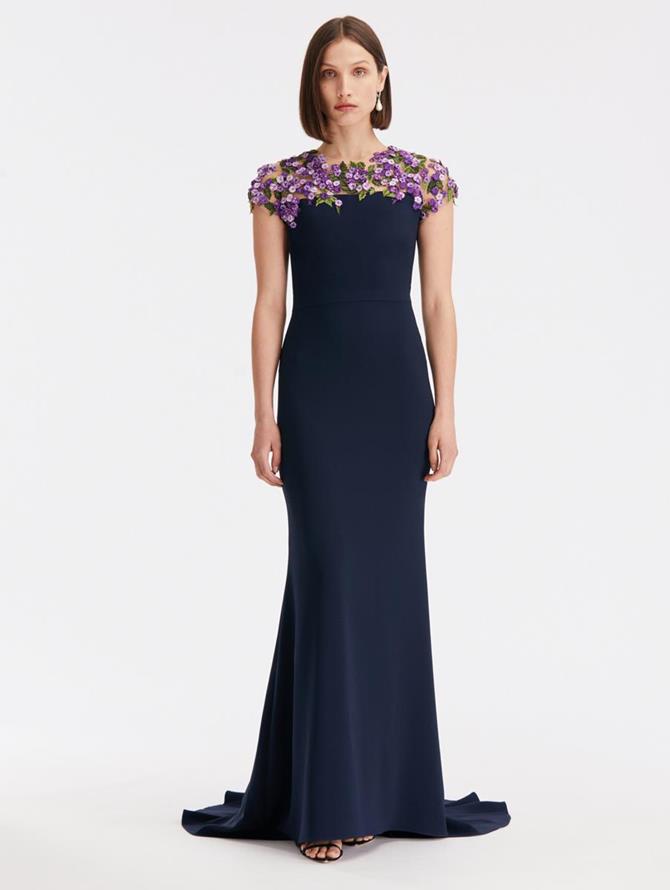 Illusion Lilac Embroidered Georgette Gown