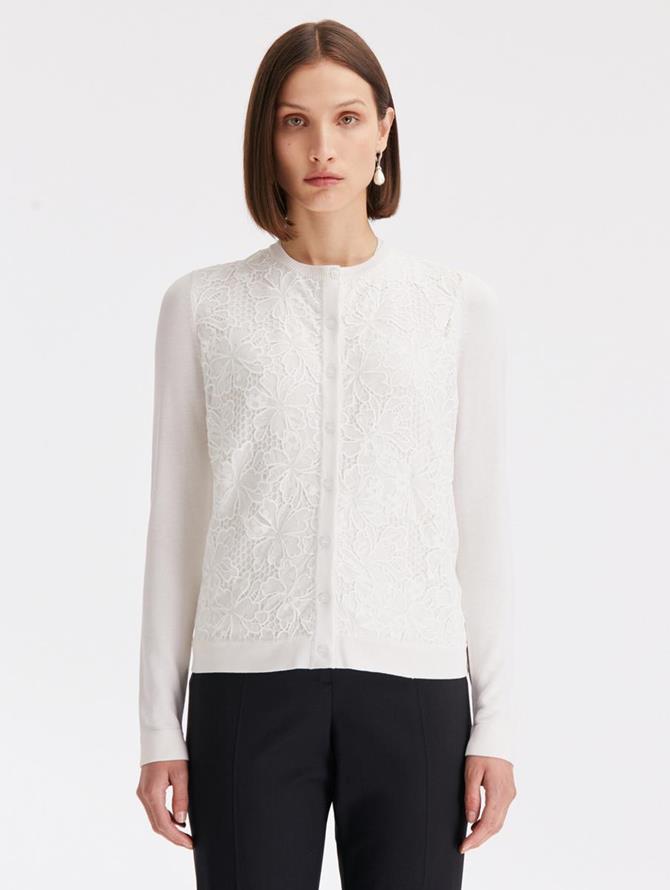 Chantilly Lace Guipure Inset Cardigan