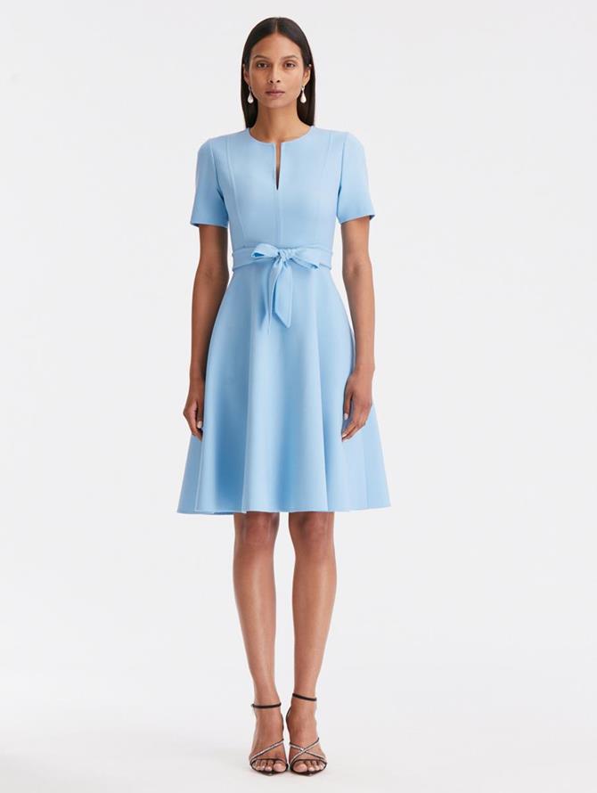 Split Neck Tie Detail Dress