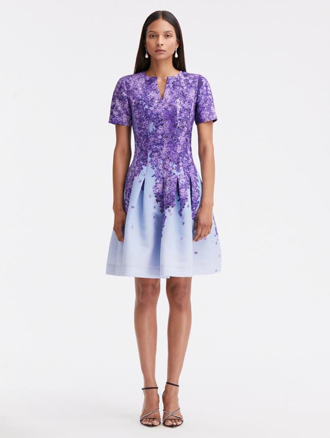 Split Neck Degradé Lilac Faille Dress